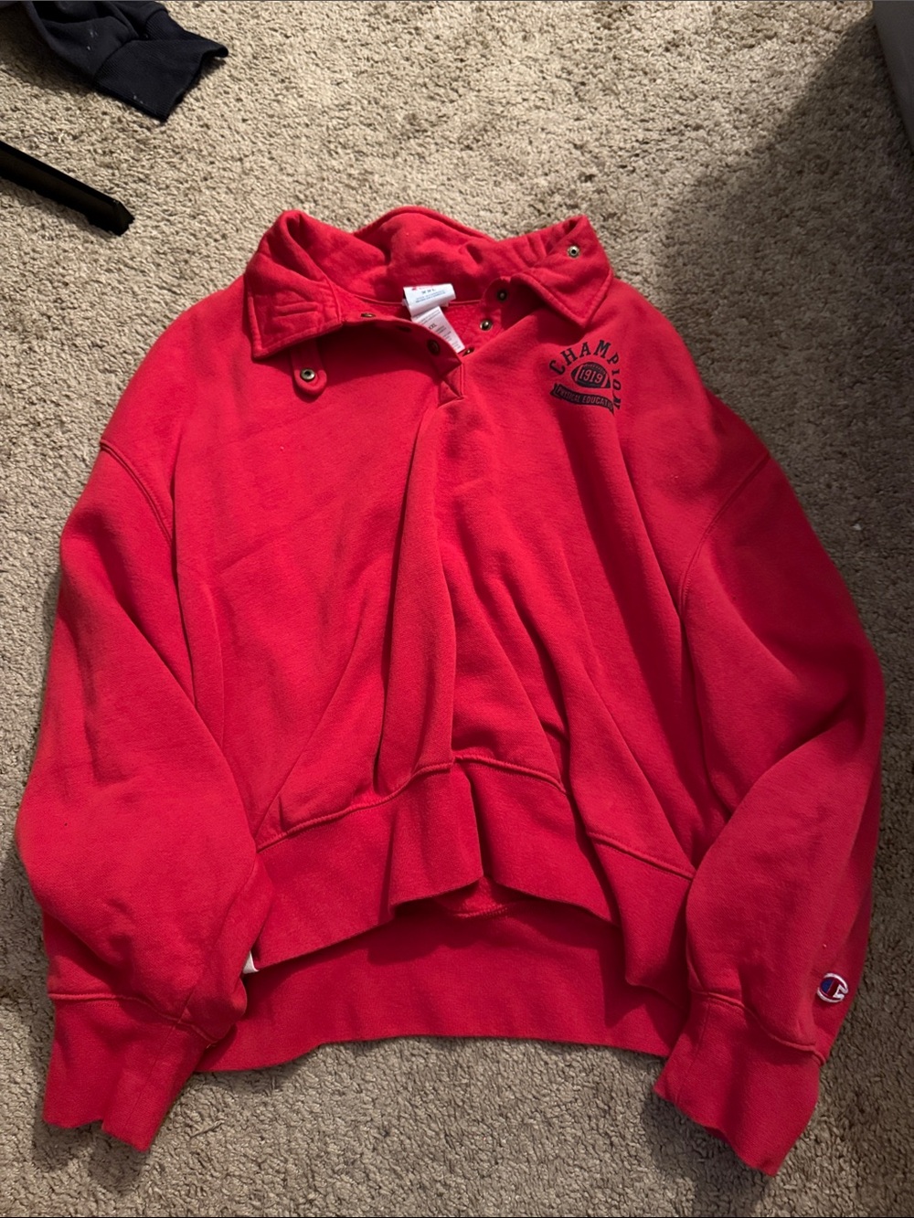 Champion Red Snap-Color Pullover Fleece